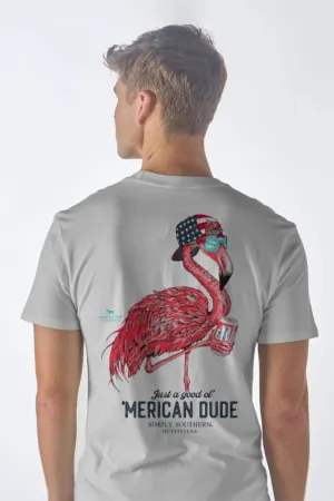 Simply Southern USA Flamingo T-Shirt for Men in Grey | MN-SS-FLAMINGO-FOG