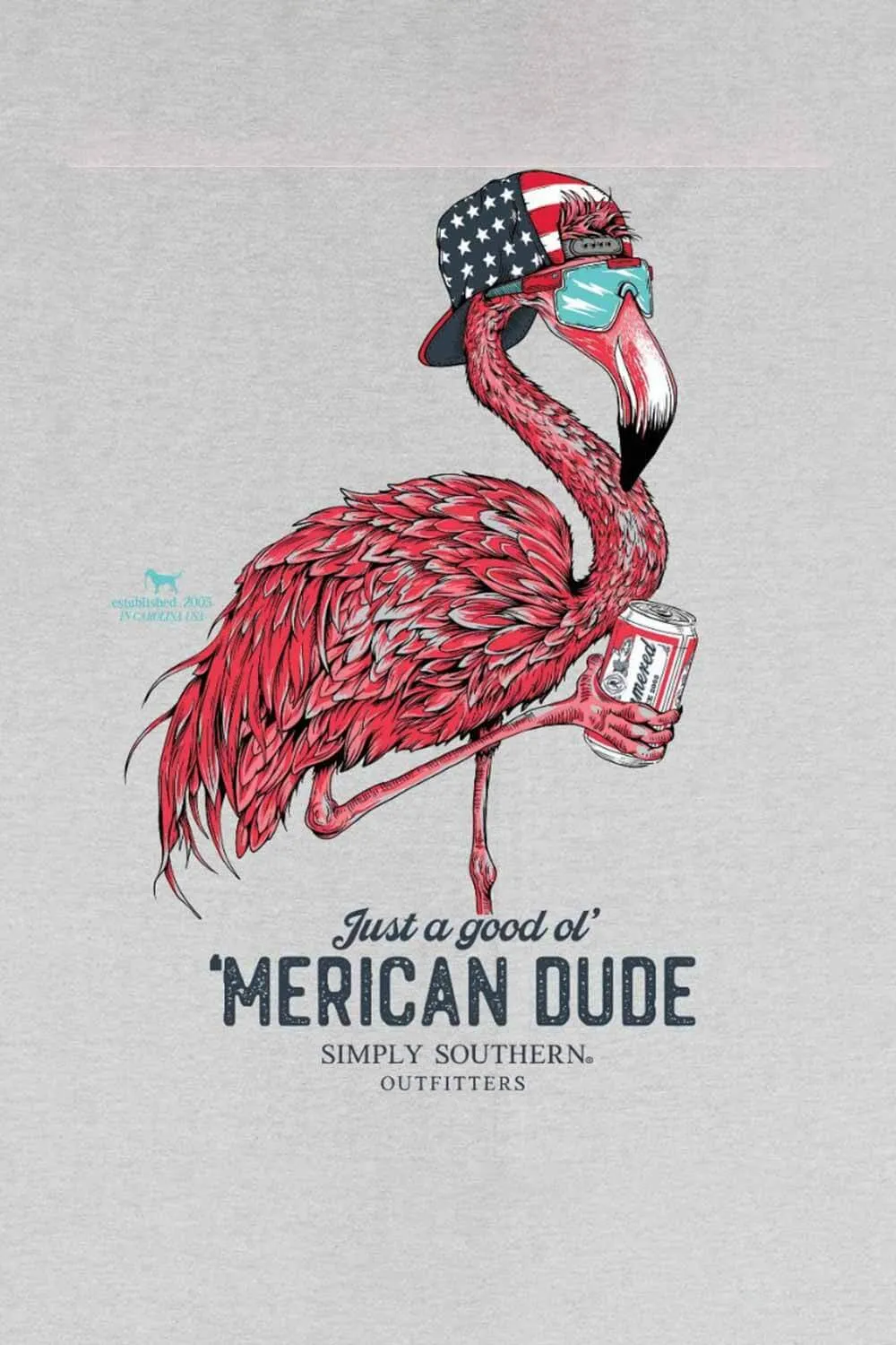 Simply Southern USA Flamingo T-Shirt for Men in Grey | MN-SS-FLAMINGO-FOG