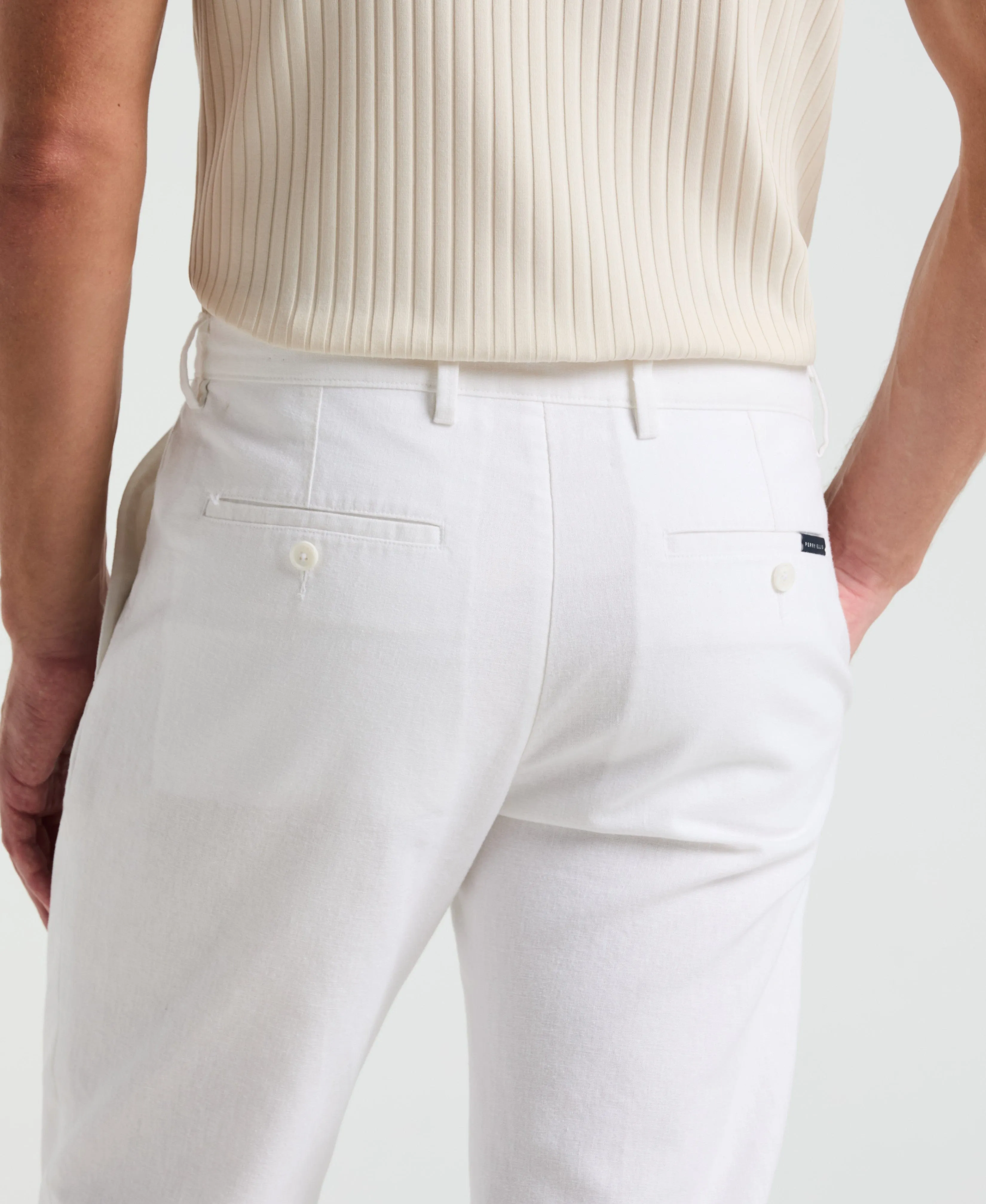 Slim Fit Flat Front Linen Blend Chino Pant