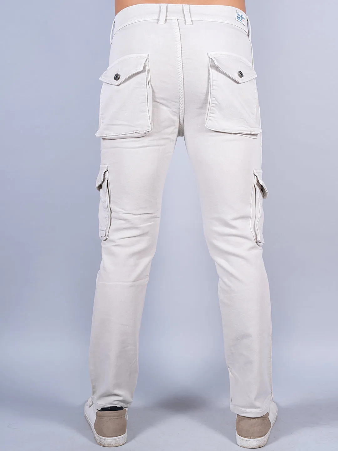 Solid Beige Mens Cargo Pants