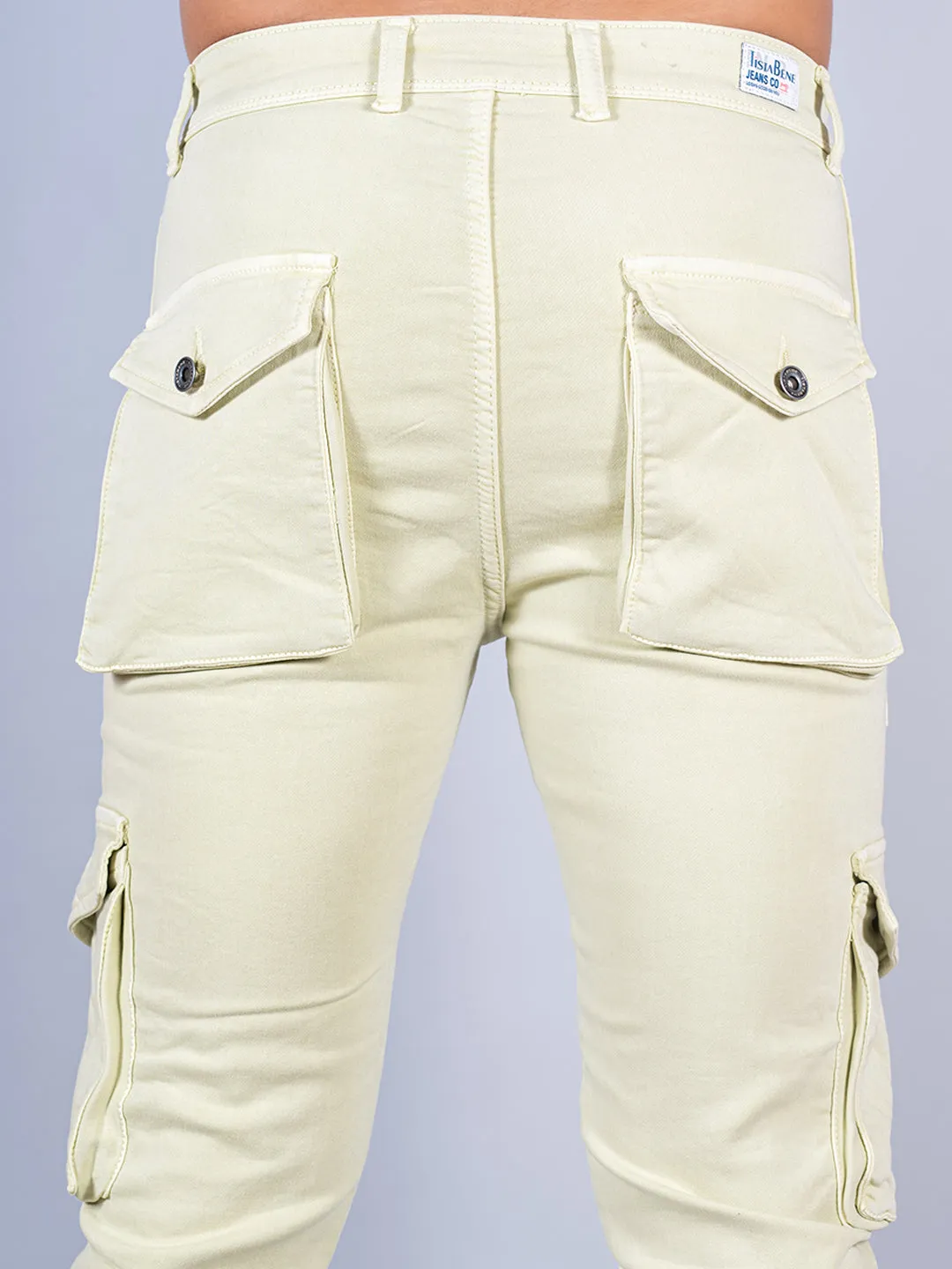 Solid Light Lemon Mens Cargo Pants