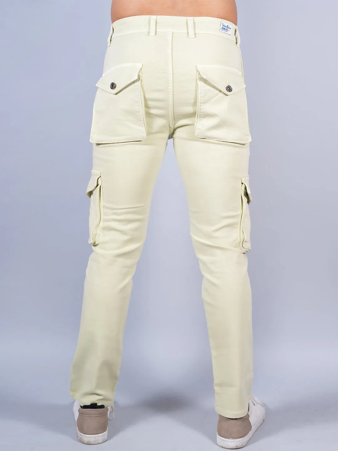 Solid Light Lemon Mens Cargo Pants