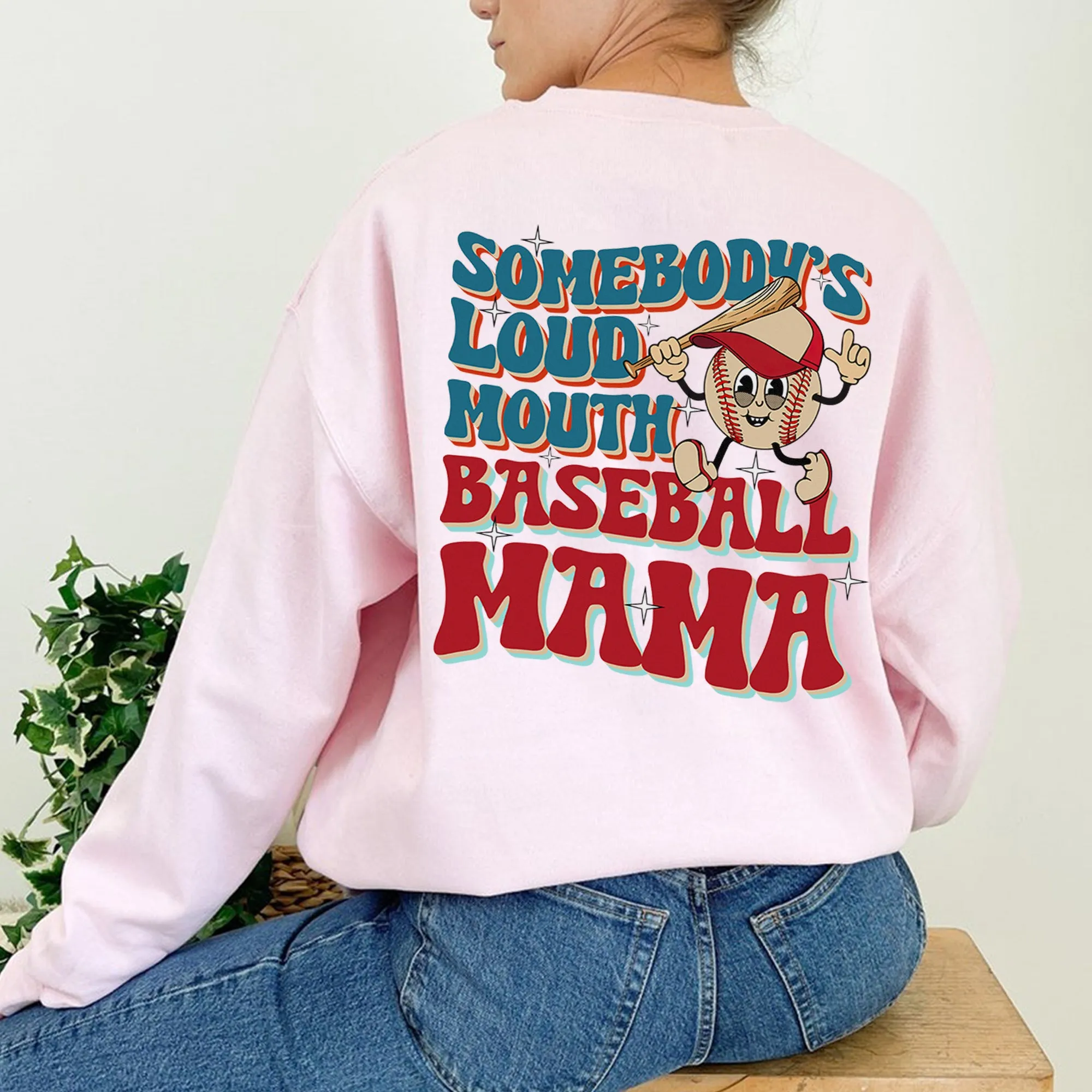 Somebody's Loud Mouth Baseball Mama Sweatshirt, Women's Baseball Mom & Mama Crewneck