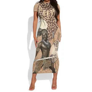 South Africa Zulu People Short Sleeve Bodycon Dress Zulu Warrior - African Pattern LT15
