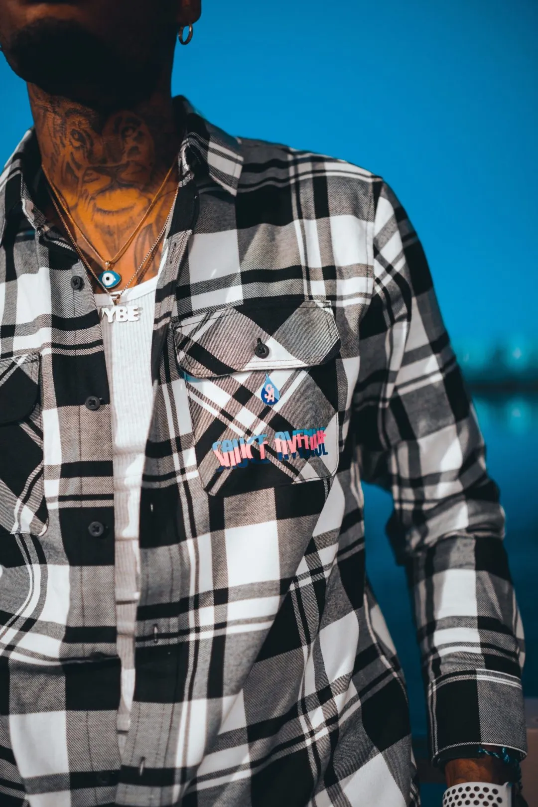 South Beach Sauce | White/Black Flannel Shirt