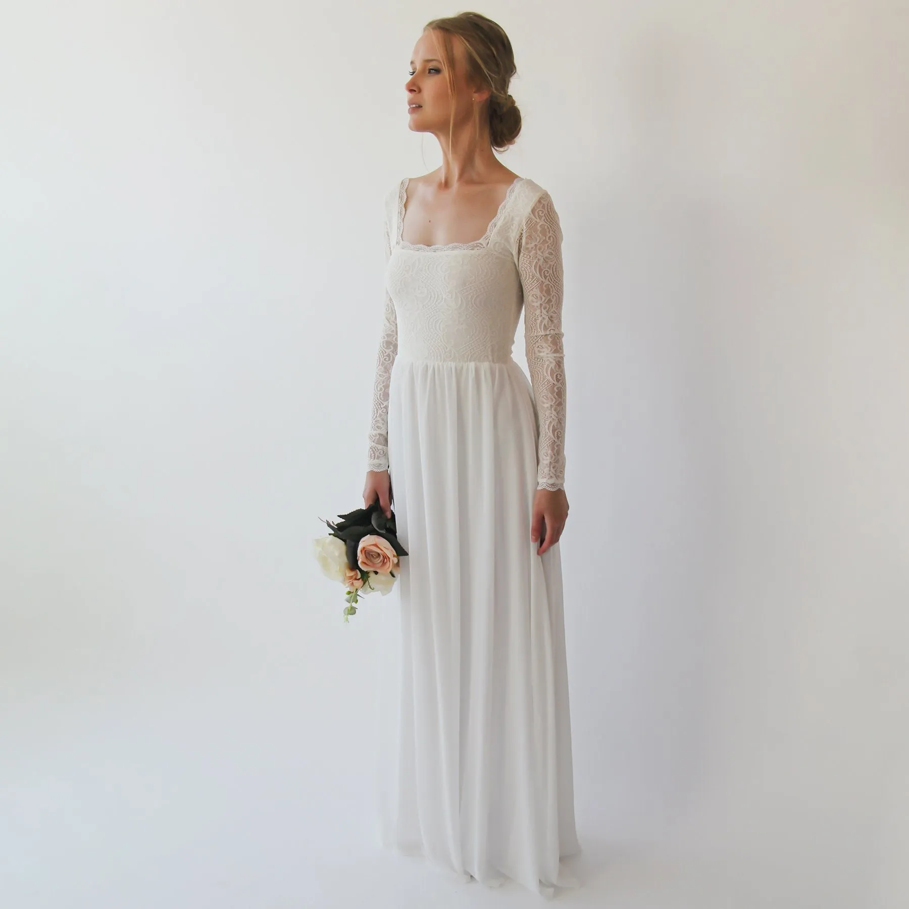 Square neckline wedding dress  #1231