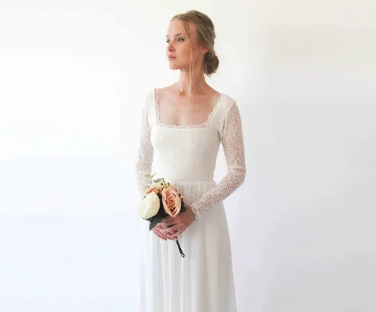 Square neckline wedding dress  #1231