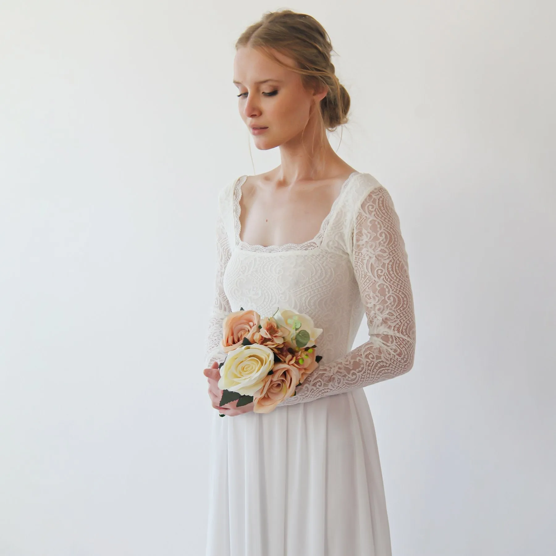 Square neckline wedding dress  #1231