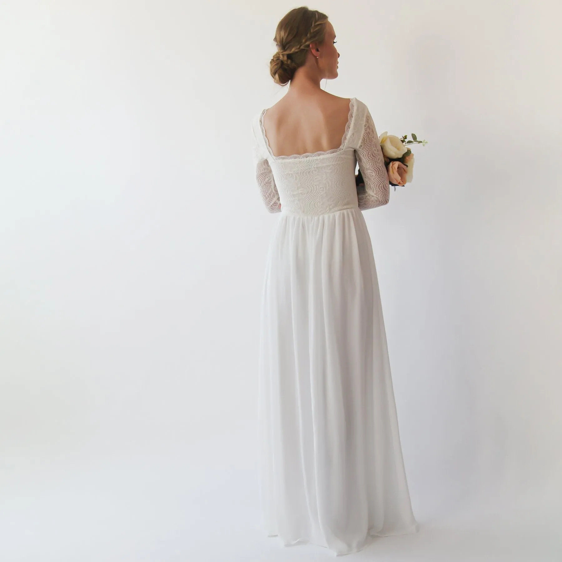 Square neckline wedding dress  #1231
