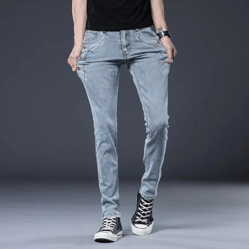 StilvollerWellen Herren Hip-Hop Denim Jeans mit Stretchmaterial und mittlerer Taille