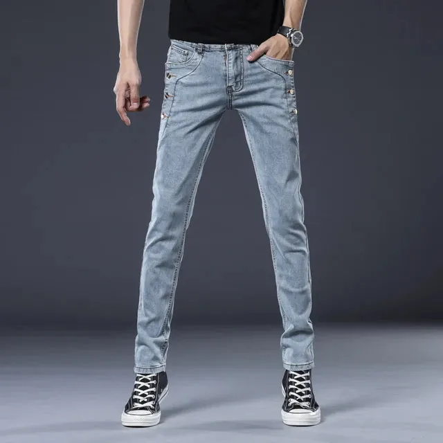 StilvollerWellen Herren Hip-Hop Denim Jeans mit Stretchmaterial und mittlerer Taille