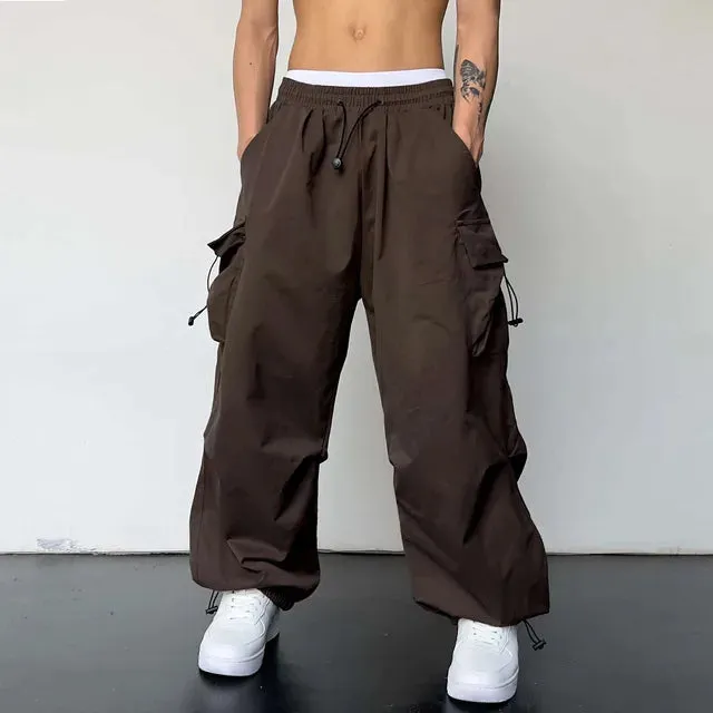 StreetFusion Herren Überdimensionierte Cargo Fallschirmhosen mit Jaggy-Design
