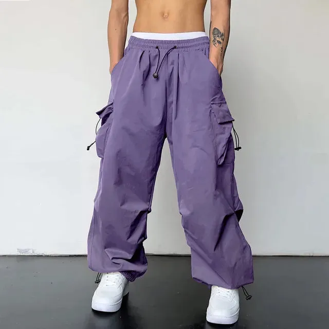 StreetFusion Herren Überdimensionierte Cargo Fallschirmhosen mit Jaggy-Design