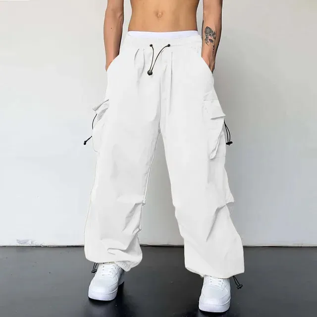 StreetFusion Herren Überdimensionierte Cargo Fallschirmhosen mit Jaggy-Design