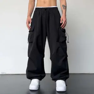StreetFusion Herren Überdimensionierte Cargo Fallschirmhosen mit Jaggy-Design
