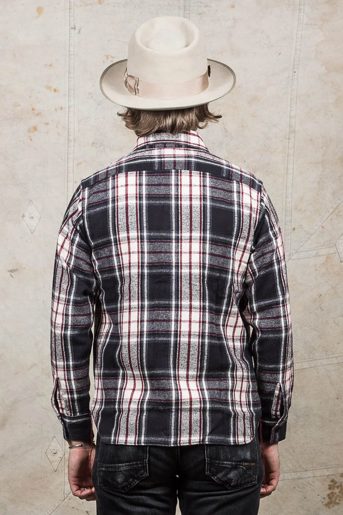 Sugar Cane & Co Twill Check Flannel Work Shirt Black