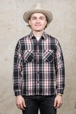 Sugar Cane & Co Twill Check Flannel Work Shirt Black
