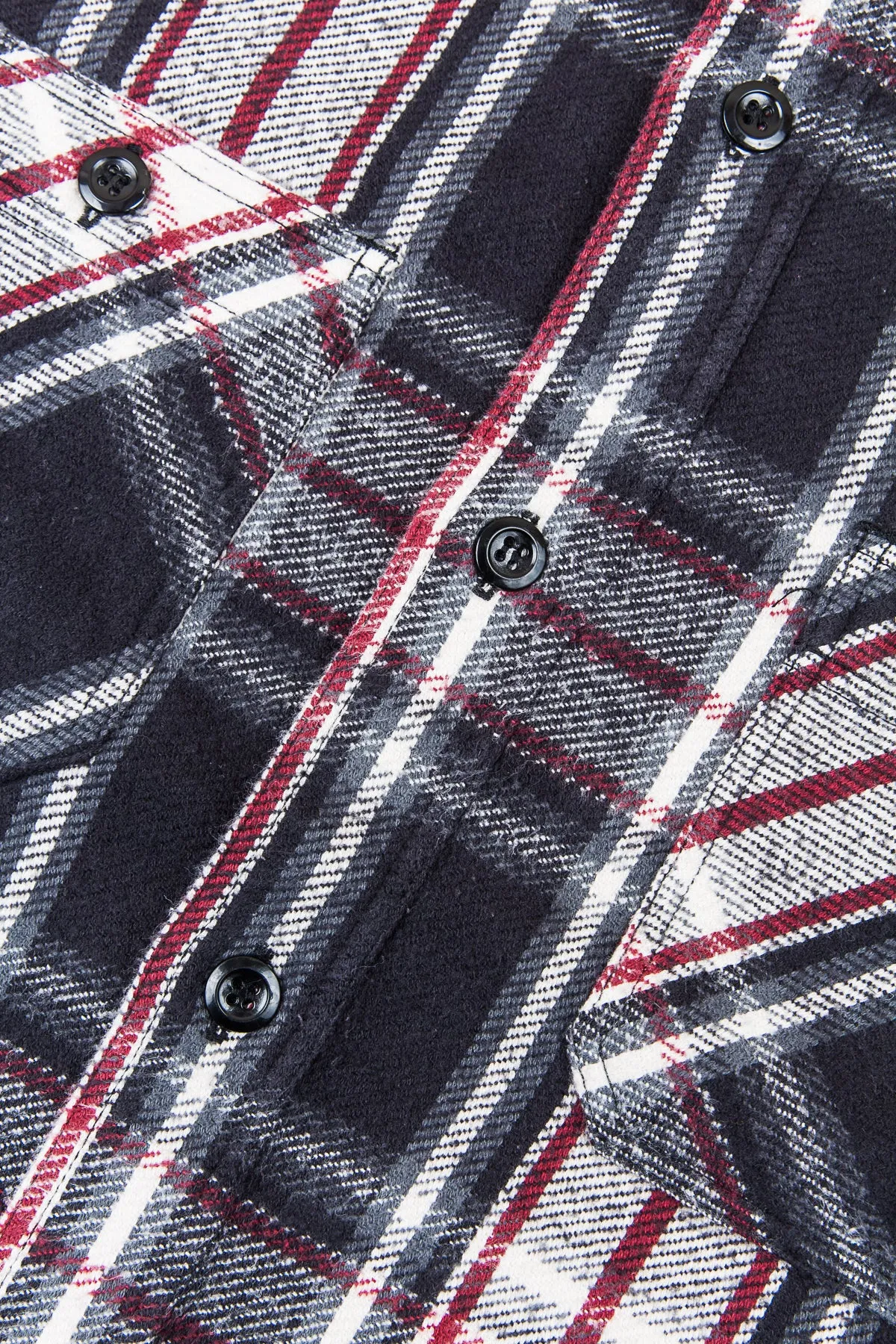 Sugar Cane & Co Twill Check Flannel Work Shirt Black