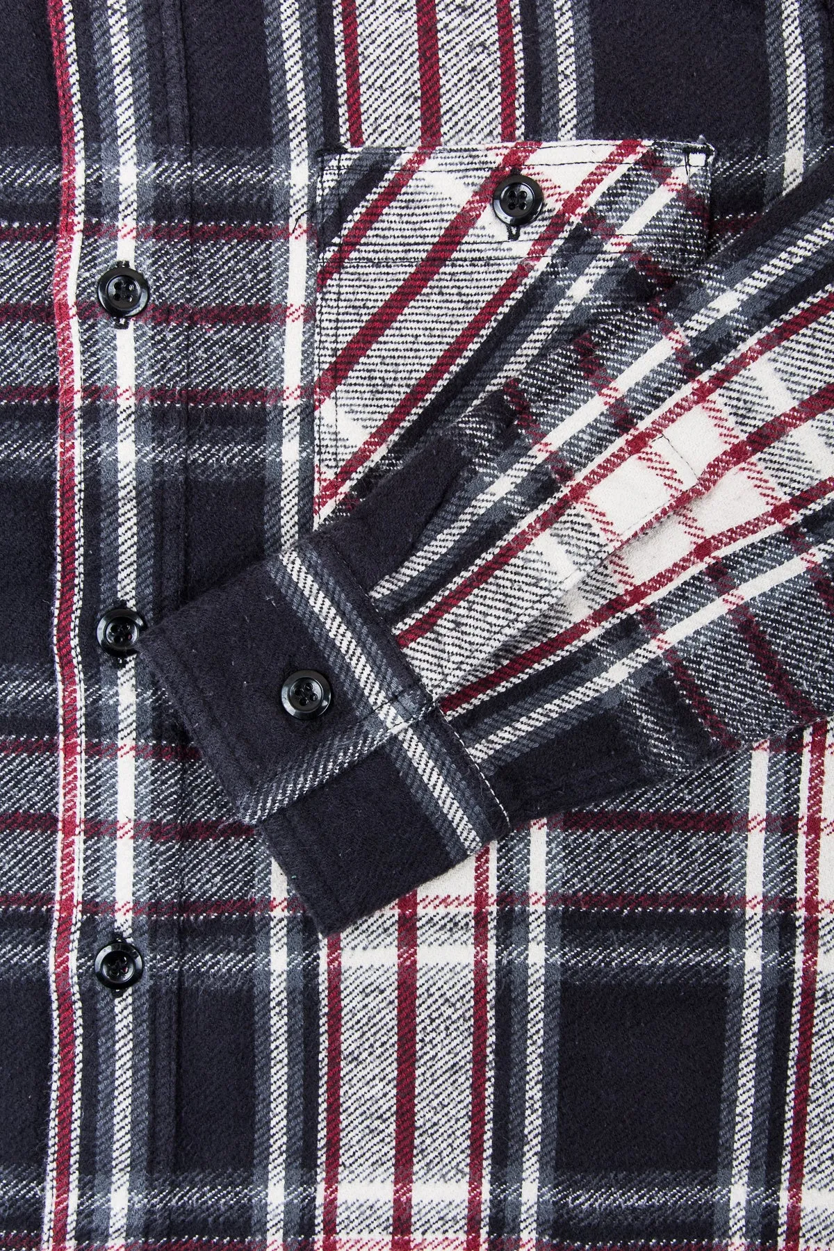 Sugar Cane & Co Twill Check Flannel Work Shirt Black