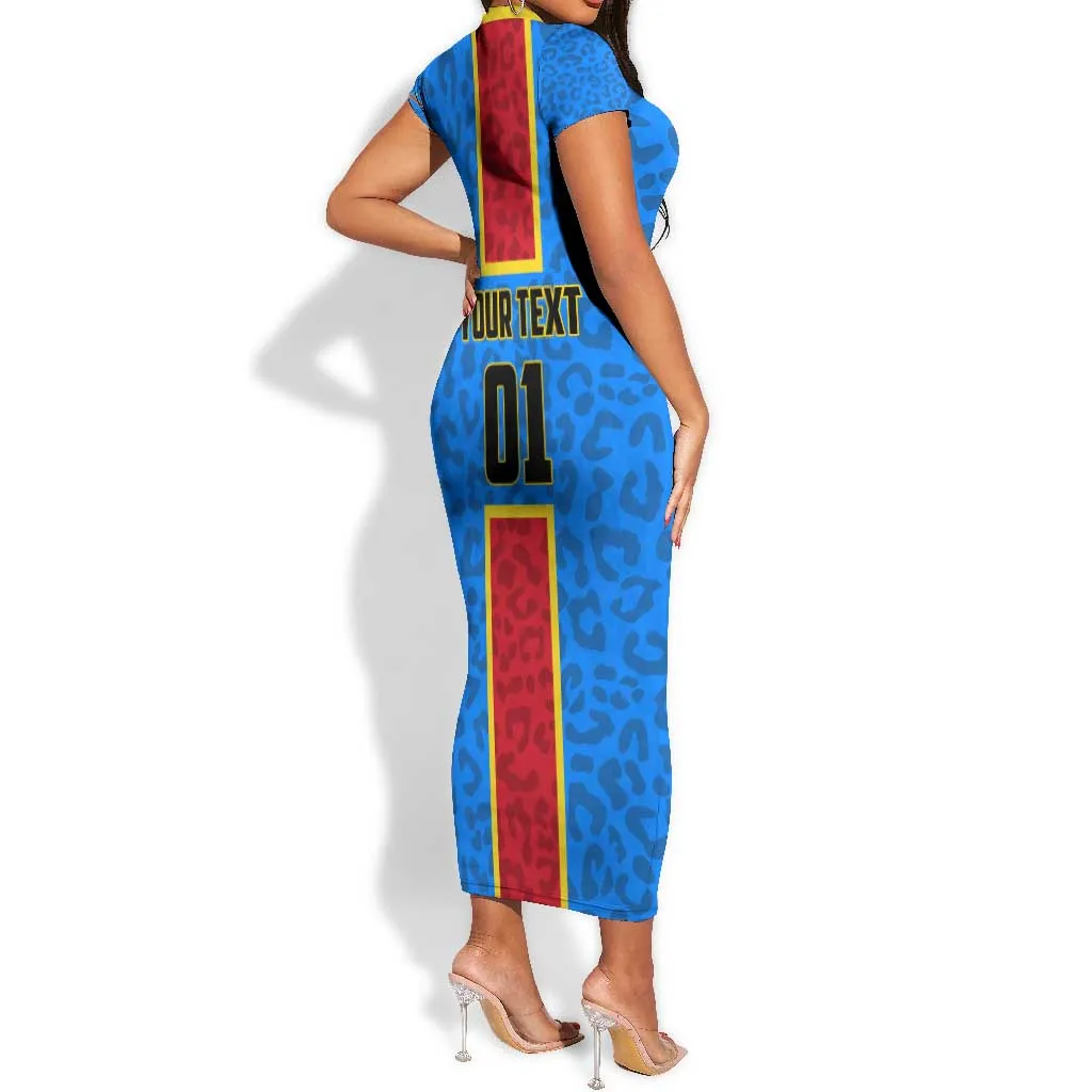 Support Les Leopards - DR Congo Football Short Sleeve Bodycon Dress LT01