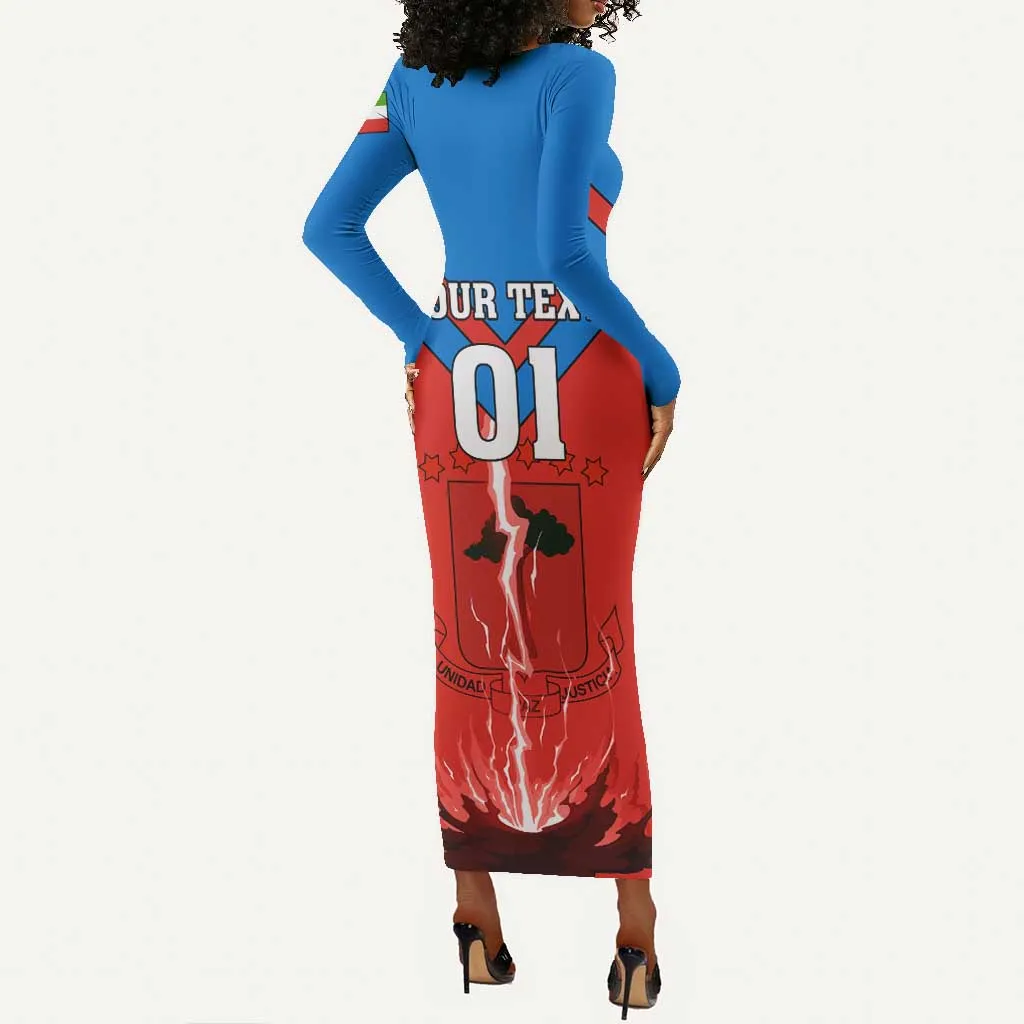 Support Nzalang Nacional - Equatorial Guinea Football Long Sleeve Bodycon Dress LT01