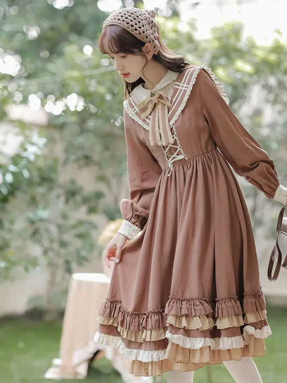 Sweet Lolita Dress Polyester Long Sleeves Dress Academic Lolita Dress
