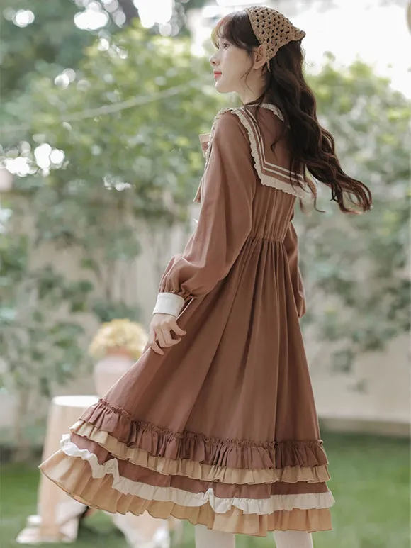 Sweet Lolita Dress Polyester Long Sleeves Dress Academic Lolita Dress