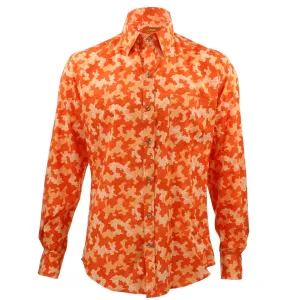 Tailored Fit Long Sleeve Shirt - Orange Camouflage