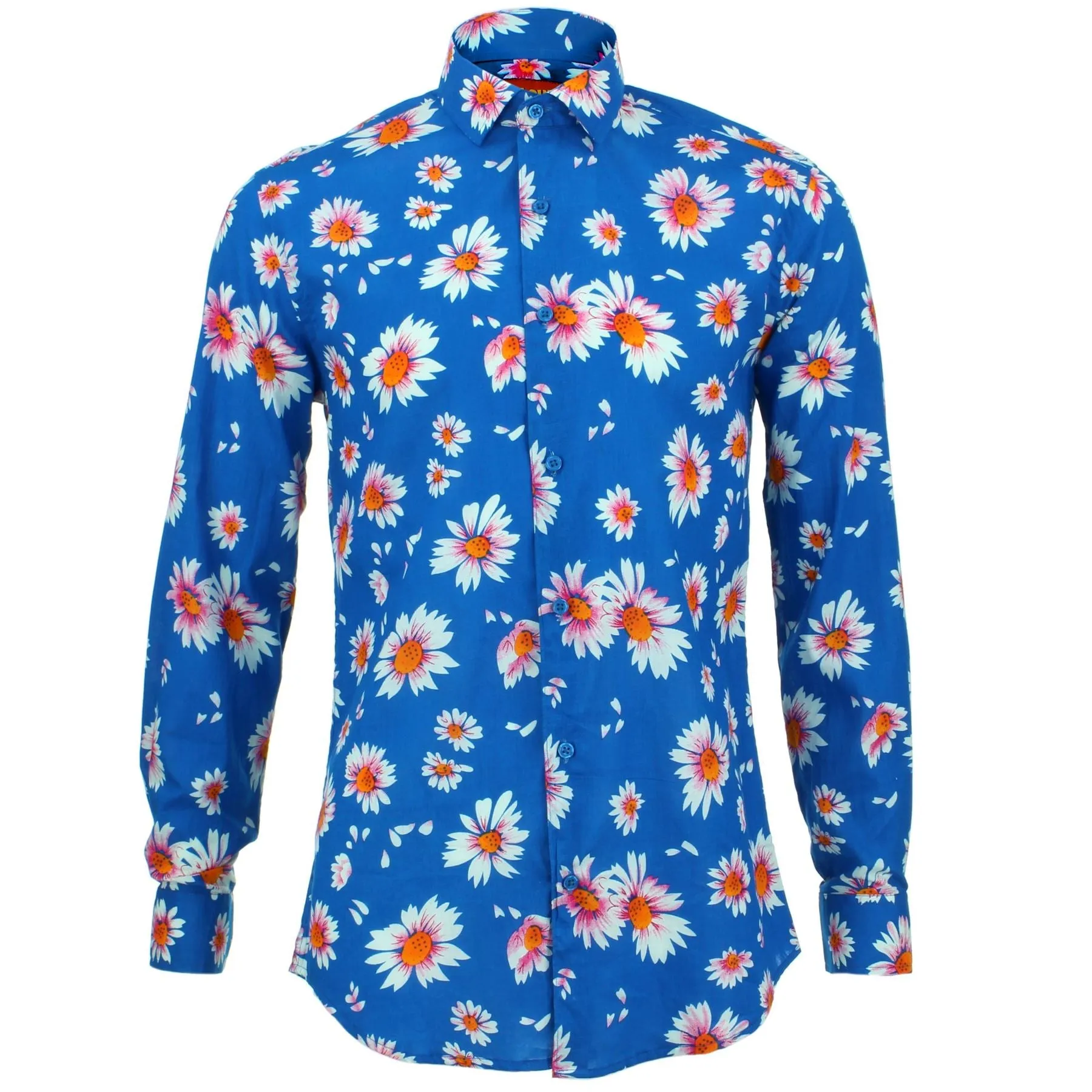 Tailored Fit Long Sleeve Shirt - Sky Daisies