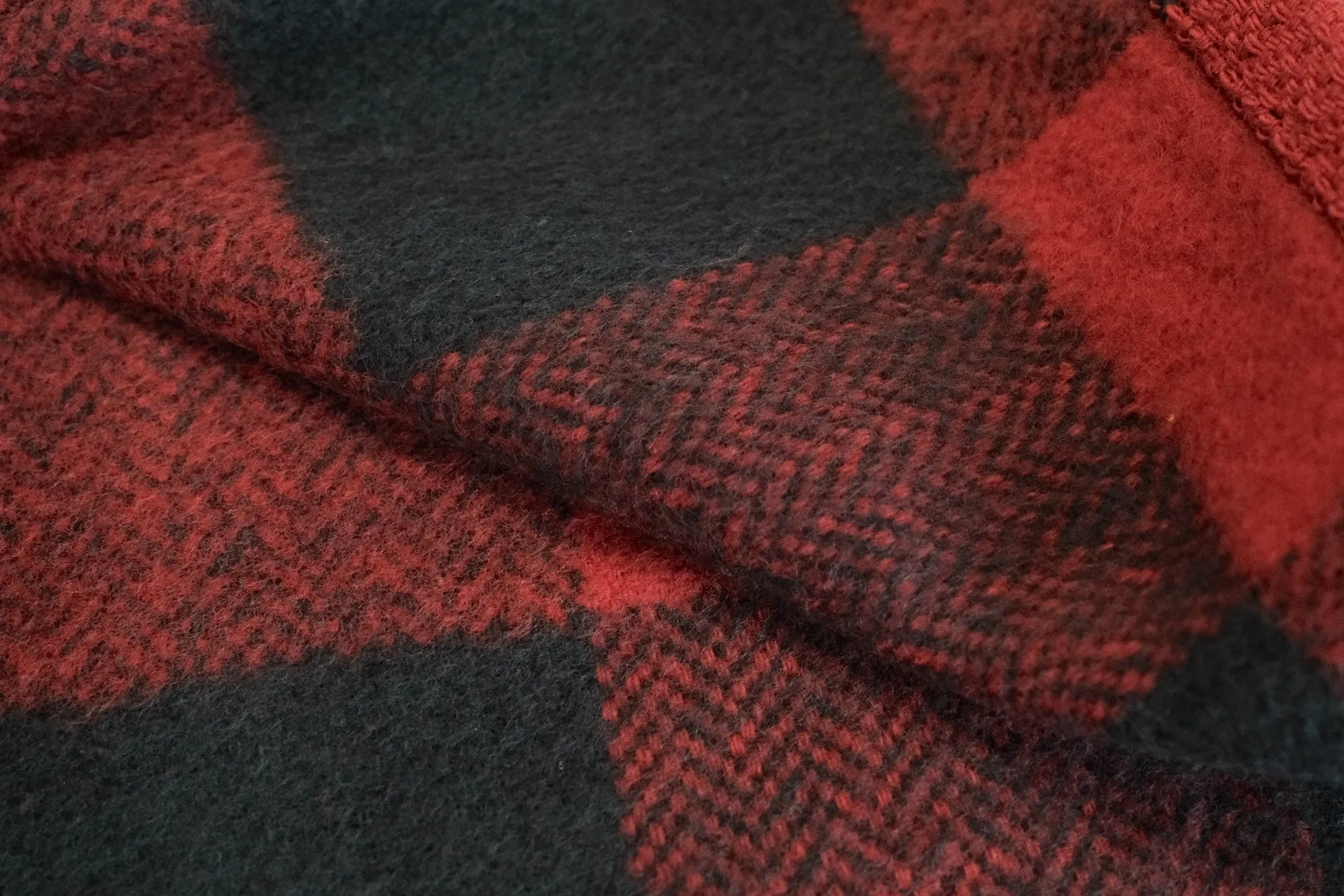 The Flat Head 12oz Selvage Flannel Western Shirt (Black X Red)