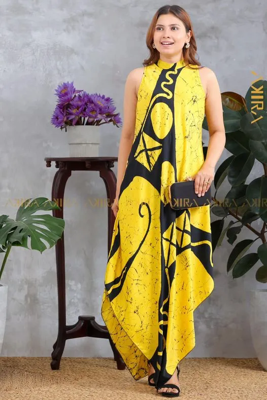 The Golden Time Silk Dress | Kaftan, Bohemian Dress, Floral Dress, Boho Maxi Dress