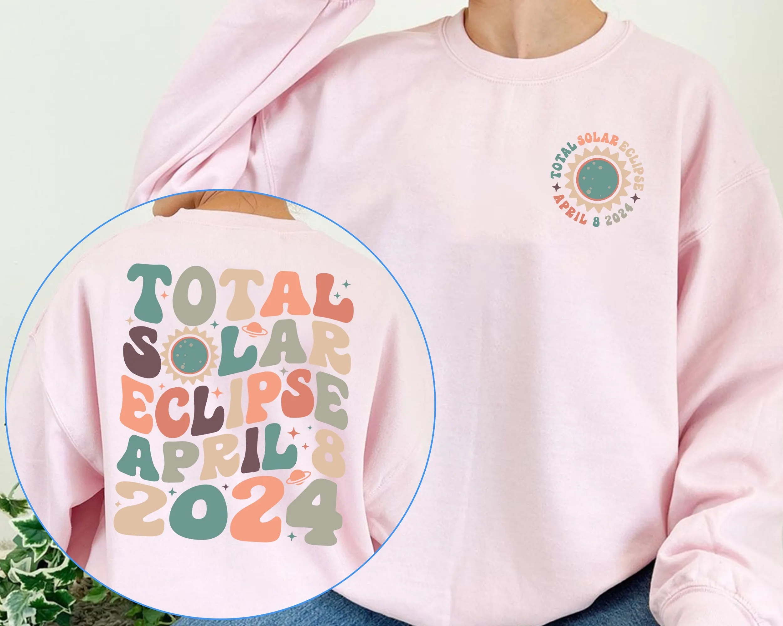 Total Solar Eclipse 2024 Sweatshirt, Double-Sided Crewneck, April 8th 2024 Shirt, Celestial Shirt, Gift for Eclipse Lover, Eclipse Event 2024 Shirt