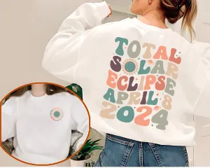Total Solar Eclipse 2024 Sweatshirt, Double-Sided Crewneck, April 8th 2024 Shirt, Celestial Shirt, Gift for Eclipse Lover, Eclipse Event 2024 Shirt