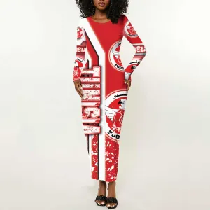 Tunisia Soccer Long Sleeve Bodycon Dress Eagles of Carthage Football - Road To Champion DT03