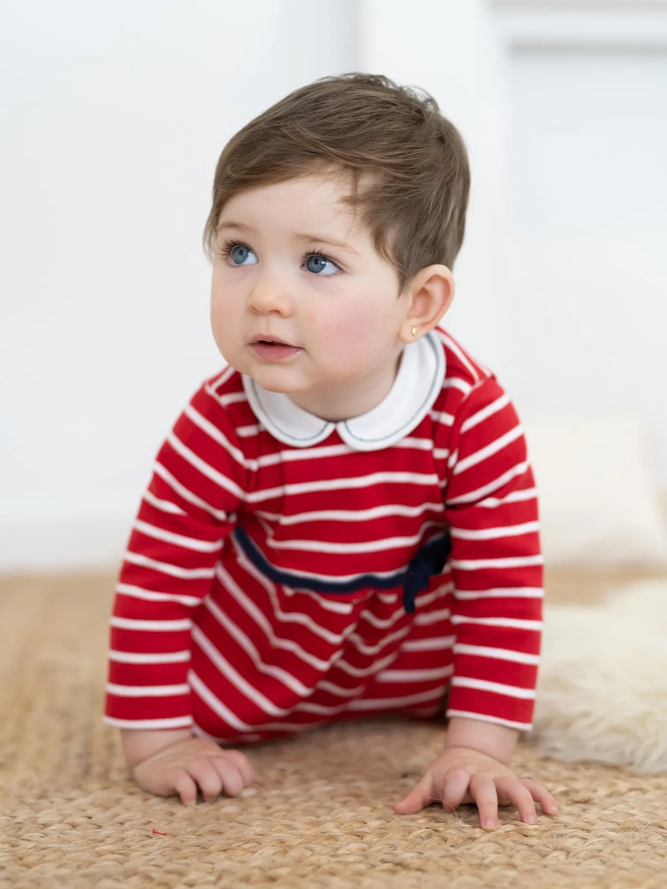 Tutto Piccolo Red and White Stripe Dress with Tights