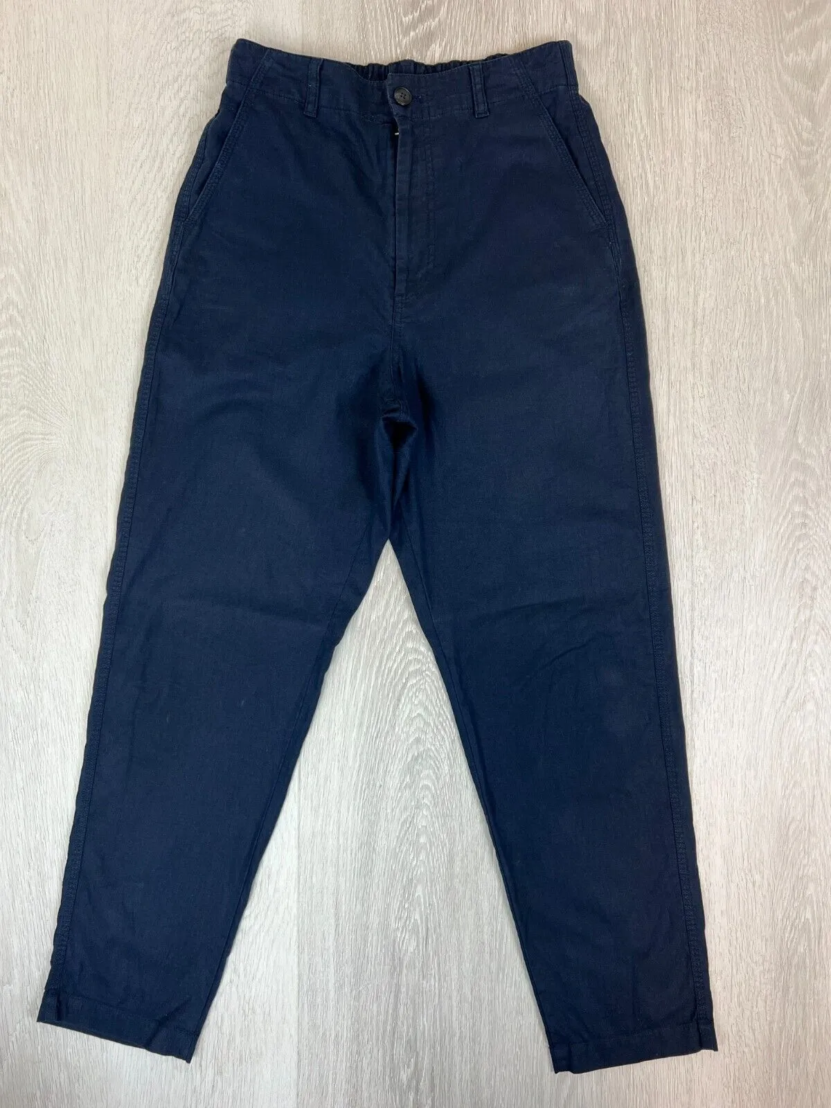 Uniqlo Womens Navy Blue Relaxed Linen Blend Chino Pants Size Small (26-27 inch)
