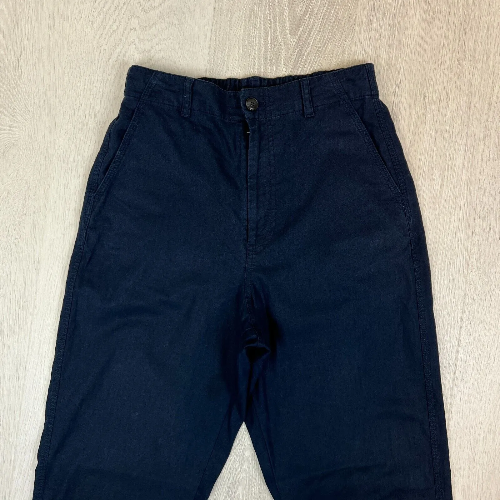 Uniqlo Womens Navy Blue Relaxed Linen Blend Chino Pants Size Small (26-27 inch)