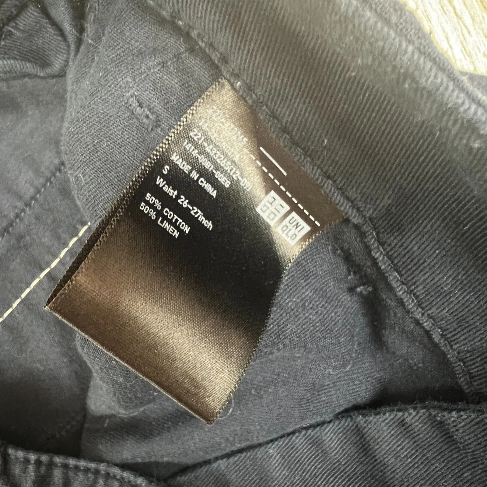 Uniqlo Womens Navy Blue Relaxed Linen Blend Chino Pants Size Small (26-27 inch)