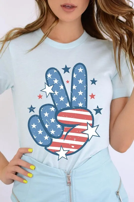 USA Peace Hand Sign Graphic T Shirts