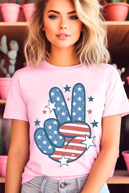 USA Peace Hand Sign Graphic T Shirts