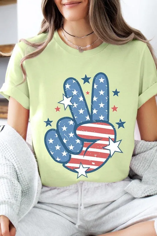 USA Peace Hand Sign Graphic T Shirts