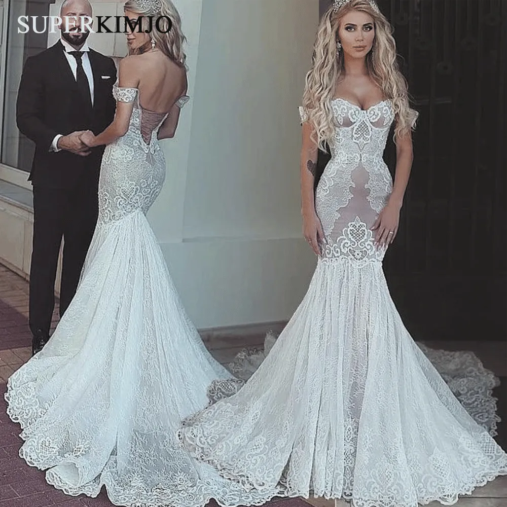 vestidos de novia de seria mermaid wedding dresses off the shoulder lace applique elegant wedding gown