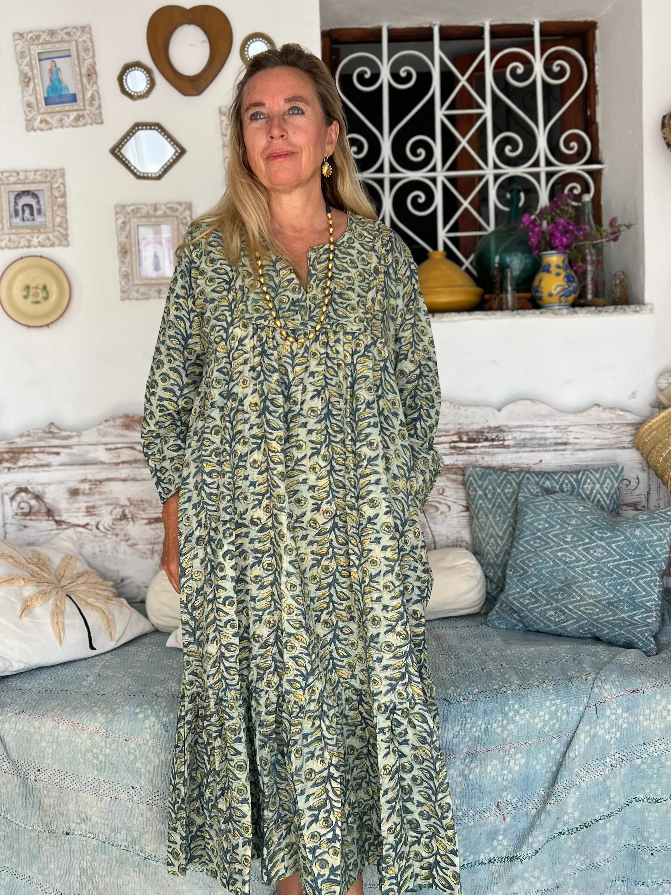 Vintage dress  bagru Boho