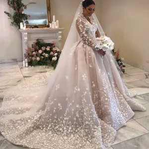 vintage wedding dress ball gown lace applique elegant boho pink wedding gowns with chapel train