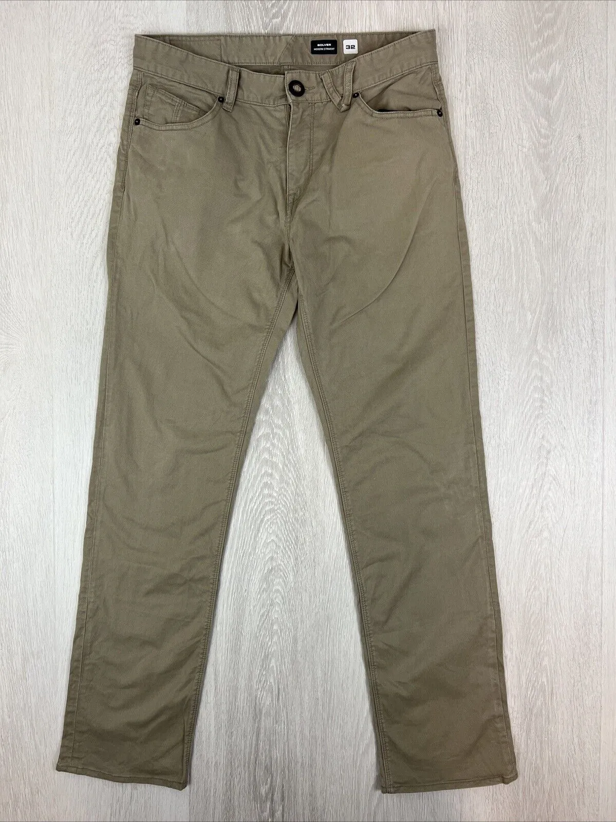 Volcom Solver Modern Straight Mens Brown Slim Chino Size 32