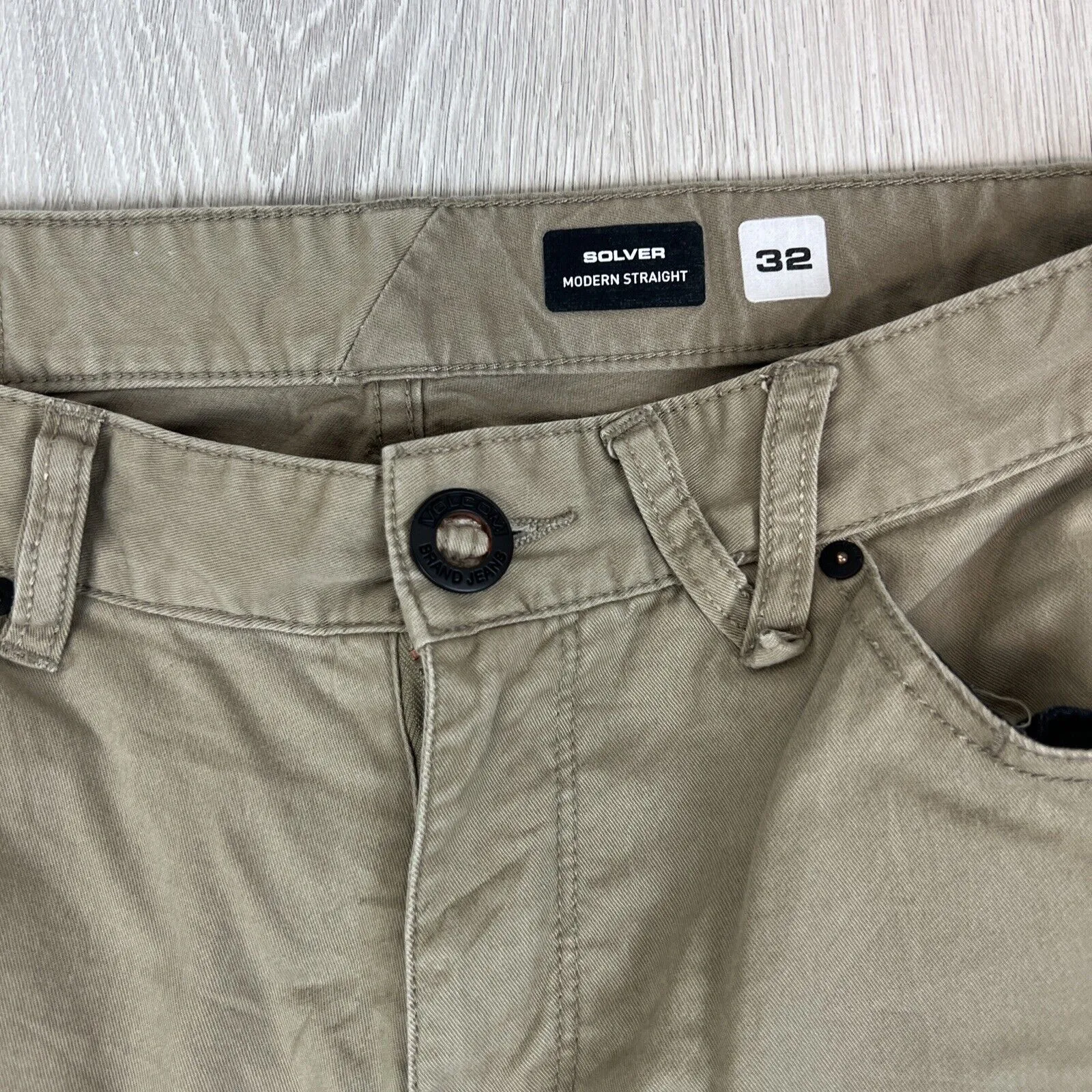 Volcom Solver Modern Straight Mens Brown Slim Chino Size 32