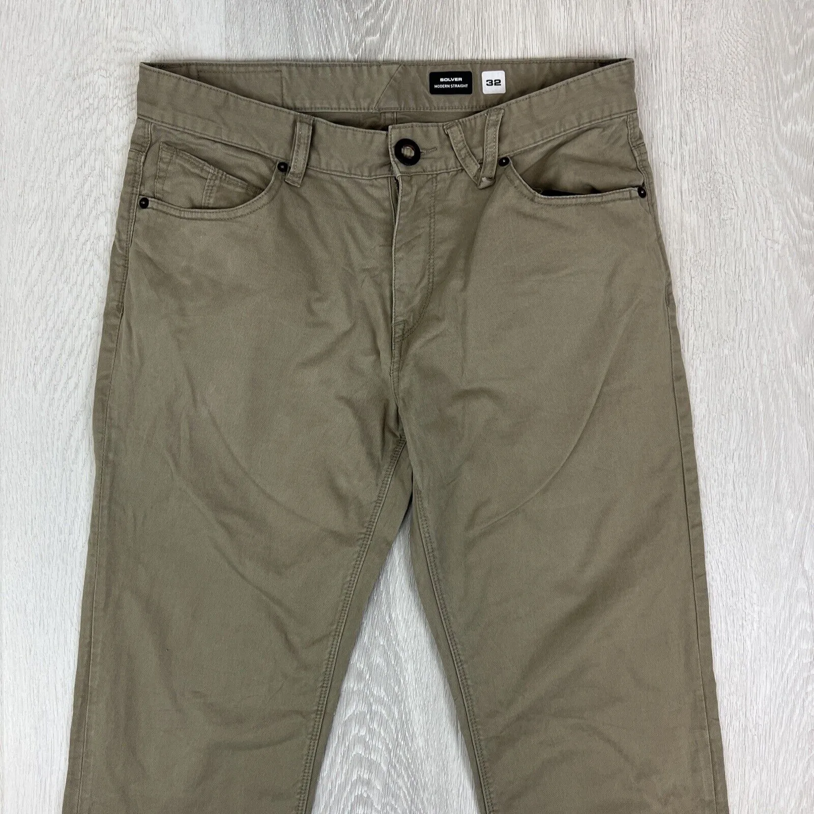 Volcom Solver Modern Straight Mens Brown Slim Chino Size 32
