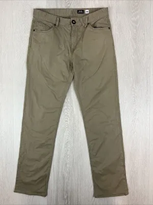 Volcom Solver Modern Straight Mens Brown Slim Chino Size 32