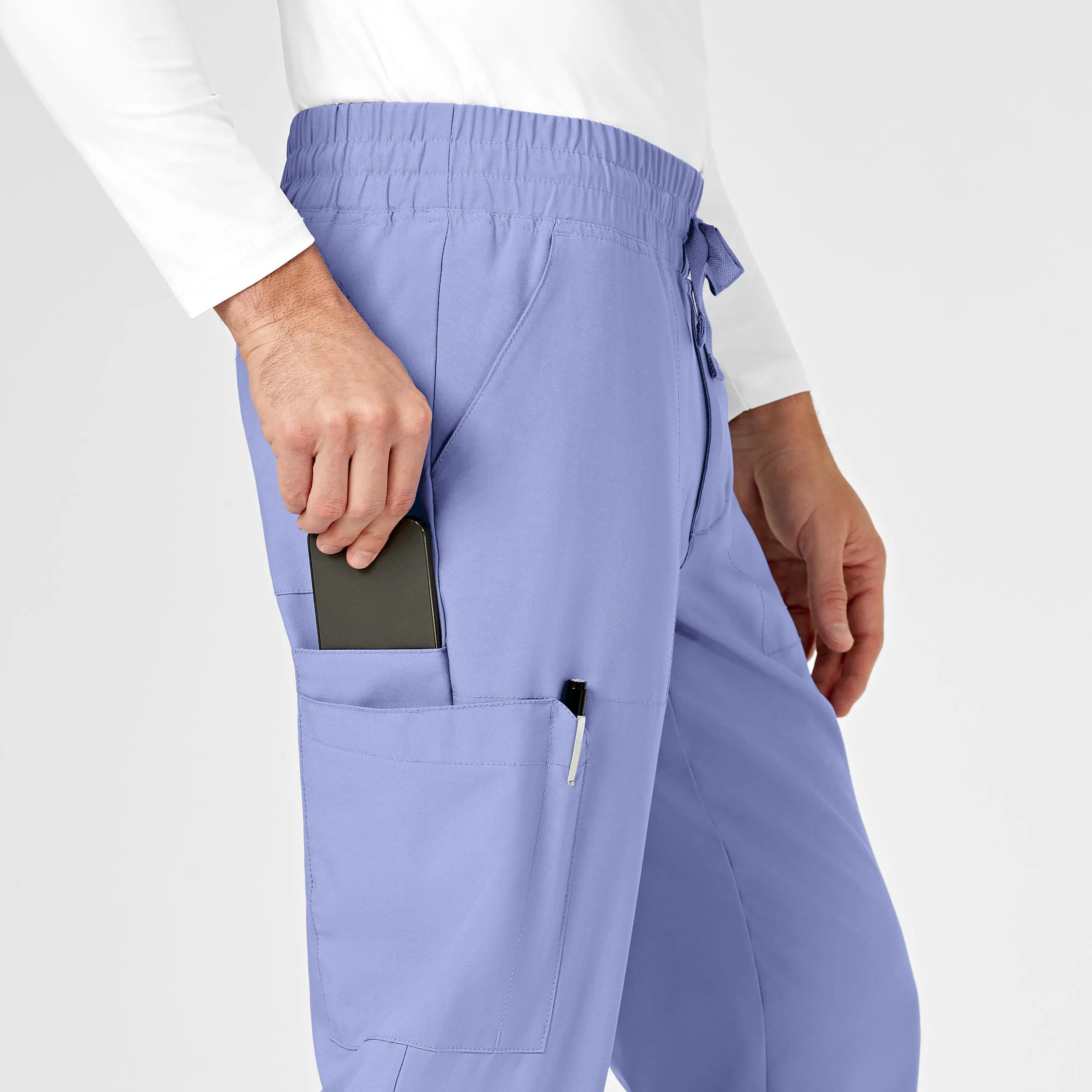 W123 5655 Men's Cargo Jogger Scrub Pants Ceil Blue