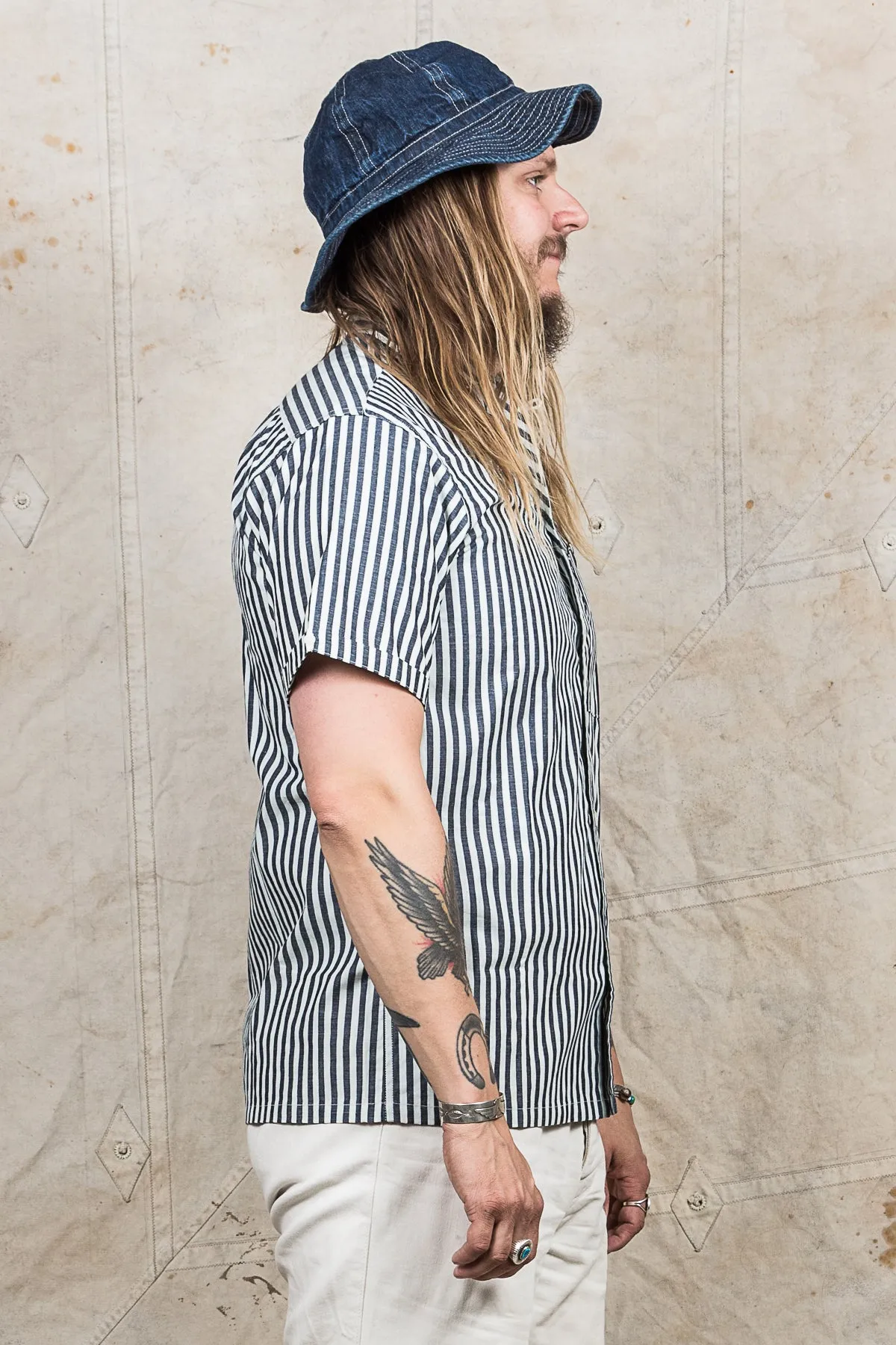 Warehouse & Co Short Sleeved Striped Open Collar Shirt